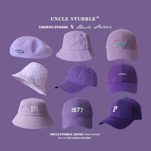 Purple Hat Light Purple Soft Top Baseball Cap Hard Cap Yam Beret Fishermans Hat Greed Hat Woman 240517