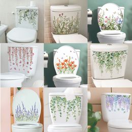 Hawthorn violet Nouvelle plante fleur réfrigérateur autocollant de toilettes autocollants de salle de bain décoration auto-adhésive autocollant