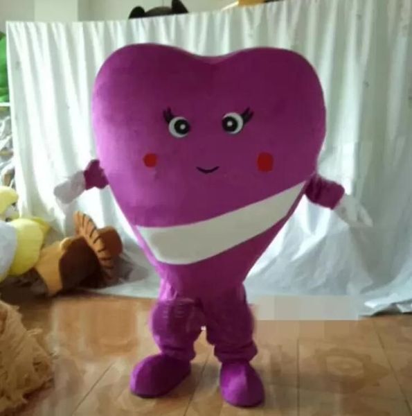 Costume de mascotte de coeur violet Costume Halloween fête d'anniversaire publicité défilé adulte utilisation costume extérieur