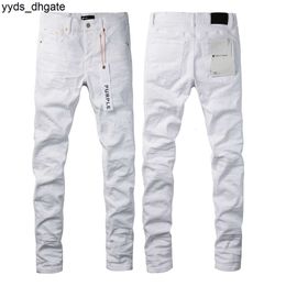 Jeans violets pour hommes, coupe Slim de marque, pantalon en Denim blanc uni, Streetwear, N83G, 2023