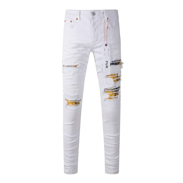 Púrpura Jeans 2024 Nuevo estilo High Street Knife Creative Cut Hole Patch Patch Pants Beggar Trend Hip Hop Pantal