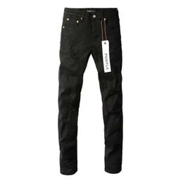 Jean violet américain High Street Black en détresse 9022 2024 Nouvelle tendance de mode Jeans de haute qualité