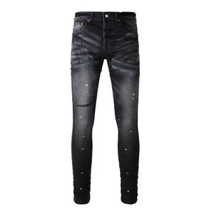 Paarse jeans Amerikaanse High Street zwart mes gesneden en versletenG38V