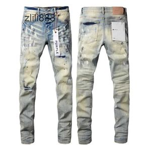 Jeans violets American High Street Paint en détresse et en détresse 2024 Nouvelle tendance de mode Jeans de haute qualité