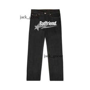 Paarse jeans Bad Friend Jeans Badfriend Jeans Baggy Heren Jeans Print Streetwear Hip Hop Broek Y2K Jeans Kleding Rechte losse Goth Denim Broek Pantalones 985