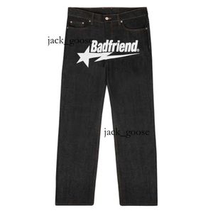 Paarse Jeans Bad Friend Jeans Badfriend Jeans Heren Y2k Hip Hop Badfriend Letter Printing Baggy Zwarte Broek 2023 Harajuku Mode Punk Rock Wijde Voet Broek 521