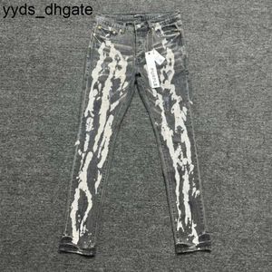 Paarse Jeans Merk Lage Heren Rise Skinny Heren Spill Bleach Paint Stretch Zwarte Broek VBFR