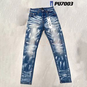 Jeans violets flambant neuf Designer hommes Jeans femmes Denim pantalon en détresse déchiré Biker Jean Slim Fit moto hommes vêtements