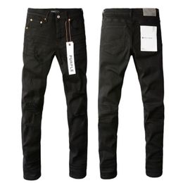 Paarse jeans denim broek heren ontwerper mannen zwarte broek high-end gescheurde kwaliteit rechte ontwerp retro streetwear casual zweetbroek pu9022