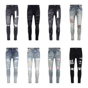 Paarse jeans denim broek heren ontwerper Jean Men broek hoogwaardige kwaliteit rechte ontwerp retro streetwear casual trainingsbroek joggers pant size29-40