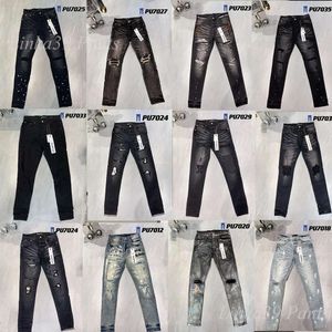 Jeans morados Jeans de diseñador para mujer para hombre Jeans de alta calidad Rasgados Slim Fit Pantalones de motociclistas para hombres Moda Diseño para hombre Streetwear Jeans delgados Tamaño 28-40