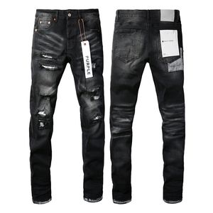 Purple Jeans Designer Ami Jeans pour hommes Skinny Mode Moto Pantalon Lavage Patchwork Luxe Amirs Dot Pantalon Tout Rond Violet Marque Am 5870