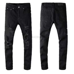 Paarse jeans ontwerper Amirs voor heren broek gestapeld mannen Baggy denim tranen Europese Jean Hombre broek broek Biker borduurwerk ksubi jeans 15 XHA2
