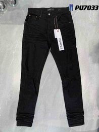 Jeans violets de styliste, Version correcte exclusive, marque élastique, décontracté, longs, pour hommes, nouvelle taille 30-32-34-36-38ro4f
