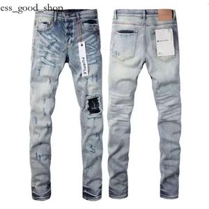 Paarse jeans ontwerper voor mannen vrouwen amirs broek zomergat hight kwaliteit borduurwerk denim broek me 879