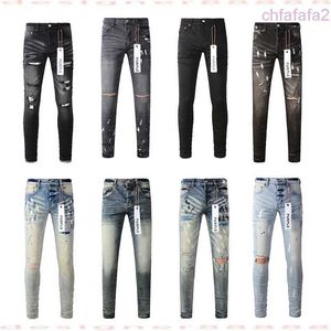 Purple Jeans Designer For Mens Brand Hole Skinny Motorcycle Trendy Ripped Patchwork toute l'année mince Ibsi Welg