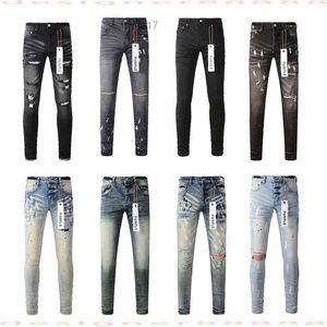 Purple Jeans Designer For Mens Brand Hole Skinny Motorcycle Trendy Ripped Patchwork toute l'année Slim à jambes 10jg