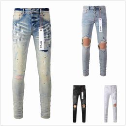 Diseñador de jeans púrpuras para pantalones de senderismo rasgado Hip Hop Hop High Street Fashion Pantalones Vaqueros para Motorcycle Close A2 Rzfi