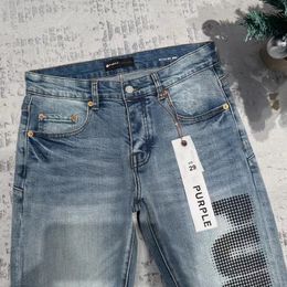 Diseñador de jeans morados para hombre Marca PURPLR Agujero Flaco Motocicleta Moda Patchwork rasgado Durante todo el año Piernas delgadas