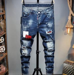 Paarse jeans ontwerper voor heren wit zwart mode merk pantalones vaqueros para hombre motorfiets borduurwerk close fitting 2 vwes