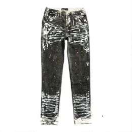 Paarse jeans ontwerper Jean Mens denim broek Fashionbroek rechte ontwerp retro street slijtage casual zweetbroek vrouwen robin fx3h
