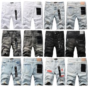 Paarse jeans ontwerper Jean shorts vrouwen korte heren jeans trends verontrust