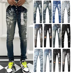 jeans morados jeans de diseñador para hombres jeans morados etiqueta hombres de marca con etiqueta agujero de verano alta calidad bordado pantalones de mezclilla morados jeans para hombre