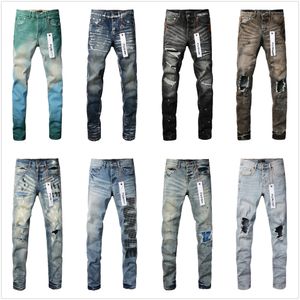 paarse jeans designer jeans voor heren jeans hoge kwaliteit mode heren jeans coole stijl designer broek verontruste gescheurde biker zwart blauwe jean slim fit R1