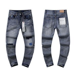 paarse jeans designer jeans voor heren jeans wandelbroeken gescheurd hiphop hip high street modemerk motorfiets borduurwerk close fitting