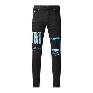 Jeans en jean pourpre jeans de créateurs pour hommes jeans randonnée pantalon déchiré hip hop high street marque pantalones moto broderie