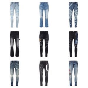 paarse jeans designer jeans voor heren broek gestapeld baggy denim tranen bell-bottoms europese jean hombre herenbroek broek biker borduurwerk gescheurd voor trend maat 29-40