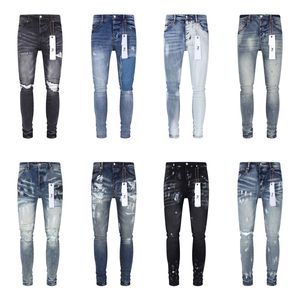 paarse jeans designer jeans voor heren broek gestapelde jeans mannen baggy denim tranen europese jean hombre heren broek broek biker borduurwerk gescheurd voor trend maat 29-40