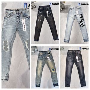 paarse jeans designer jeans voor heren broeken Paarse Jeans Heren Jeans trends Distressed Black Ripped Biker Slim Fit Motorcycle Mans Black Pants gestapelde jeans heren