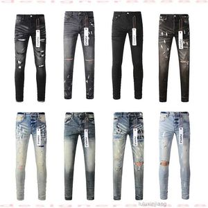 paarse jeans designer jeans voor heren paarse merk jeans gat mager mager motorfiets trendy gescheurde patchwork gat het hele jaar door slanke benen maat 28-40 930651672
