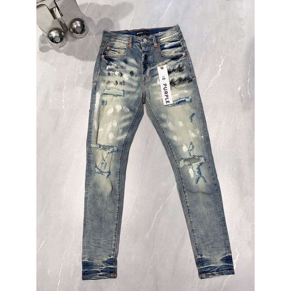 jeans violets jeans de créateur pour hommes pantalons skinny droits jeans baggy denim jean européen hombre pantalons pour hommes pantalons biker broderie déchiré pour la tendance 29-40 J9037