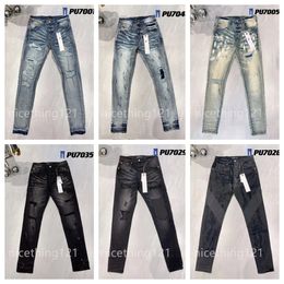 paarse jeans designer jeans voor heren damesbroeken Denim broeken Zwart mid slim fit motorjeans zomergat hoge kwaliteit Retro Streetwear joggingbroek