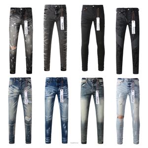 paarse jeans designer jeans heren broek van hoge kwaliteit Vintage luxe punk denim stippenpatroon heren paarse gatbroek retro paarse merkjeans