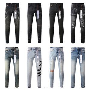 Jeans Purple Jeans Jeans Men Hip Hop Hop Hole Women and Man Pants Vintage Luxury Punk Dot Patrón Pantalones Pantalones de marca Púrpura Retro Púrpura Jeans