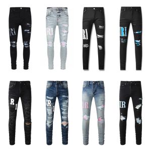 Jeans en jean pourpre jeans de concepteur pour hommes hommes hommes genoues maigres taille 29-40 Motorcycle tendance longue hale high street denim en gros 915925088