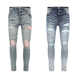 paarse jeans designer heren designer jeans voor heren dames broek paars merk zomer gat nieuwe stijl Borduren zelfteelt en kleine voeten mode Maat 30-40 9066488