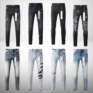 Paarse Jeans Designer Mannen Hip Hop Gat Broek Vintage Luxe Punk Dot Patroon Heren Retro Merk