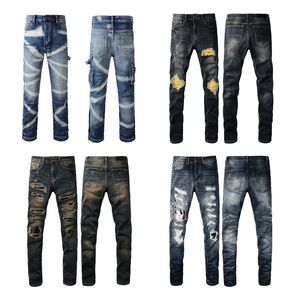 jeans violets jeans pour hommes de marque hip-hop mode fermeture éclair lavable lettre jeans rétro mode hommes design moto cyclisme jeans slim taille 28-40.888