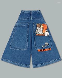 Purple Jeans Designer Jeans pour hommes JNCO Baggy Y2k Poches Hip Hop pour hommes Jnco Jeans Jeans délavés Pantalon en denim bleu vintage Harajuku Pantalon large gothique Skateboard 872