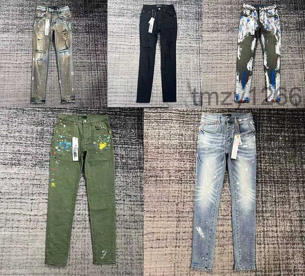 Pantalones vaqueros morados Diseñador para hombre para 2023 Nuevo estilo Hombres Mujeres Pantalones Marca Verano Agujero Bordado Autocultivo y 45 4IXA