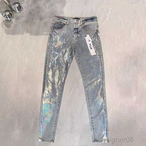 Jeans viola firmati da uomo Jeans da donna Pantaloni in denim Distressed Strappato Biker Jean Slim Fit Abbigliamento da moto da uomo y01