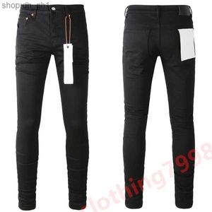 Paarse jeans Designer heren heren knie skinny rechte maat 28-40 motorfiets trendy lange gat High Street paarse merk jeans 5 3EX6