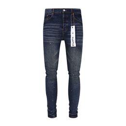 paarse jeans designer herenbroek Trendy modieuze herenblauwe inktspattende high street knappe strakke en veelzijdige elastische legging