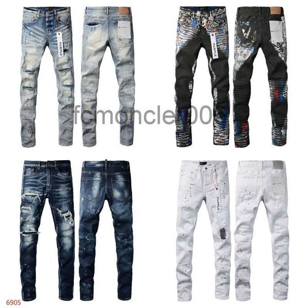 Purple Jeans Designer Hommes Rétro Patchwork Pantalon Évasé Sauvage Empilé Déchiré Pantalon Long Droit Y2k Baggy Lavé Délavé pour Hommes TOTB