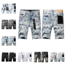 Purple Jeans Designer Mens Short Designer Jeans Straight Holes Casual Summer Night Club Blue Jeans Shorts Style Luxury Patch dezelfde stijl jeans voor heren