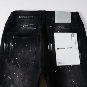 Pantalones vaqueros púrpuras Pantalones de diseñador Agujero Vintage Calidad High Dot Mens Hombres Patrón Denim Retro Punk Marca de lujo Jean Mwoos